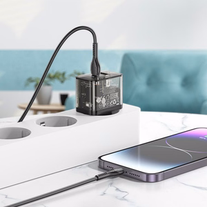 Įkroviklis telefonui Hoco USB A + USB C QC3.0 PD 3A 20W N34 skaidrus