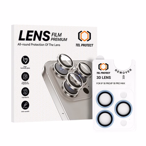 Tel Protect 3D Lens šviesiai mėlyni grūdinti apsauginiai stiklai Apple iPhone 18 Pro / 18 Pro Max kameros lęšiams (3 vnt.)