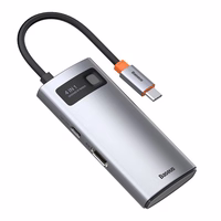 Šakotuvas 4in1 Baseus Metal Gleam Series, USB-C į USB 3.0 + USB 2.0 + HDMI + USB-C PD