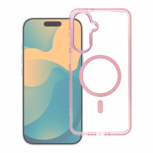 Dėklas Samsung A27 Frame Clear Hybrid Mag Cover, suderinamas su MagSafe, pudros rožinis
