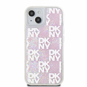 DKNY skystojo blizgučio daugiologo dėklas telefonui iPhone 15 / 14 / 13 - rožinis