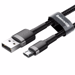 USB kabelis Baseus Cafule microUSB 1.0m 2.4A pilkas-juodas CAMKLF-BG1