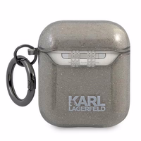 Karl Lagerfeld Glitter Karl's Head dėklas AirPods 1/2 - juodas