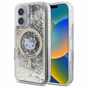 Hello Kitty Skystas Blizgesys Fever Magnetinis iPhone 16 Dėklas - Auksinis