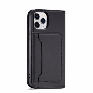 Magnetinis dėklas kortelėms iPhone 12 Pro Max dėklas kortelių piniginė kortelių laikiklis juodas