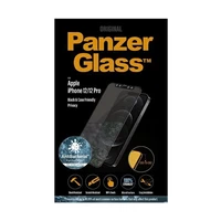 PanzerGlass E2E Super+ Microfracture antibakterinis privatumo grūdintas stiklas iPhone 12 / 12 Pro – su juodu rėmeliu