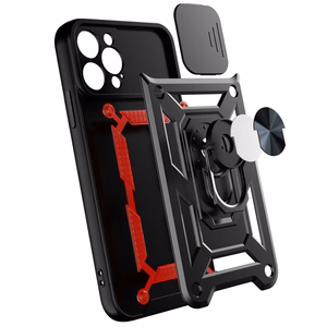 Hybrid Armor Camshield dėklas telefonui iPhone 13 Pro šarvuotas dėklas su kameros dangteliu rožinis