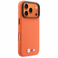 BMW dėklas for IPHONE 17 Pro suderinamas su MagSafe BMHMP17L25PFWKCKO (PU W/ Metal Logo) oranžinis