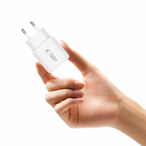 "Tech-Protect" NCA45W-GAN 2 prievadų 45 W sieninis įkroviklis su USB-C kabeliu - baltas