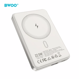 BWOO P82 10000mAh 15W išorinė baterija belaidis krovimas šviesiai pilka