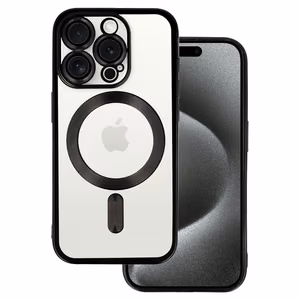 Metalinis magnetinis dėklas telefonui Iphone 15 Pro juodas