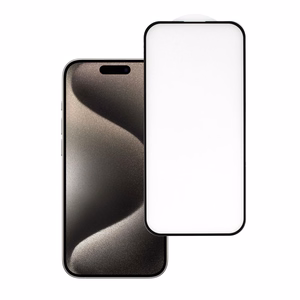Apsauginis stiklas HARD Pilnas Klijavimas 5D IPHONE 15 PRO JUODAS