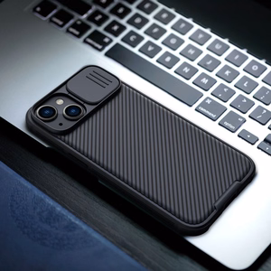 Nillkin CamShield Pro dėklas iPhone 14 Plus šarvuotas dėklas su kameros apsauga mėlynas