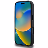 DKNY Dėklas telefonui iPhone 16 Pro su patikrintu raštu ir spausdintomis juostelėmis - juodas