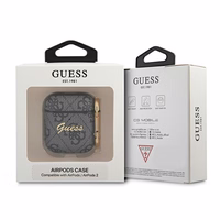 Guess 4G Script Metal Collection dėklas AirPods 1 / 2 - Pilkas