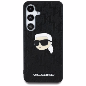 Dėklas telefonui Karl Lagerfeld Leather Monogram Pin Logo Karl Head Samsung Galaxy S25 Plus - juodas
