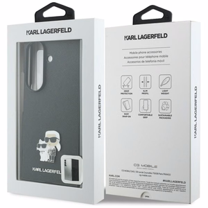Juodas „Karl Lagerfeld Saffiano Karl & Choupette Pin“ dėklas, skirtas „Samsung Galaxy Z Fold8 Ultra“