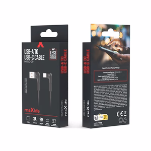 Maxlife MXUC-09 kampinis kabelis USB - USB-C 2,0 m 3A juodas