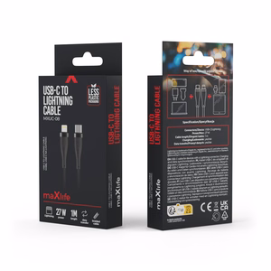 Maxlife MXUC-08 кабель USB-C - Lightning 1,0 m 27W черный нейлон