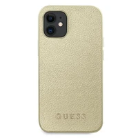 Guess GUHCP12SIGLGO iPhone 12 mini 5.4" auksinis/auksinis kietas dėklas Iridescent