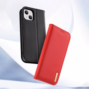 Dux Ducis Hivo odinis atverčiamas dėklas iš natūralios odos su kortelių ir dokumentų pinigine iPhone 14 Plus, juodas