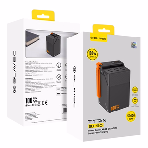 Blavec BJ-50 Tytan išorinė baterija, 50 000 mAh, 100 W, 3× USB-C + 3× USB-A (PBBJ50C), juoda