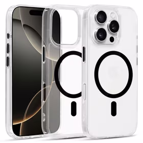 Blizgus Magsafe Skaidrus dėklas telefonui iPhone 15 Pro Max juodas