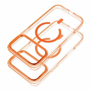 Case for iPhone 17 PRO MAX Frame Clear Hybrid Mag Cover compatible with MagSafe hermes orange