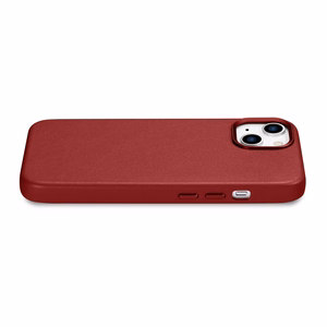 iCarer Dėklas Odinis viršelis pagamintas iš natūralios odos iPhone 14 Plus raudonas (suderinamas su MagSafe)