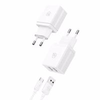 USAMS Tinklo įkroviklis 2xUSB-A + laidas USB-C/ USB-A Fast Charging baltas series HC HCXLTZ03