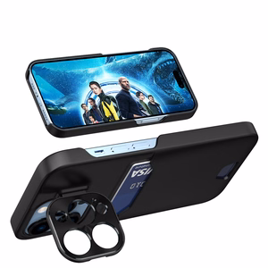 Odinis dėklas su stovu iPhone 14, kortelių piniginės tipo, juodas