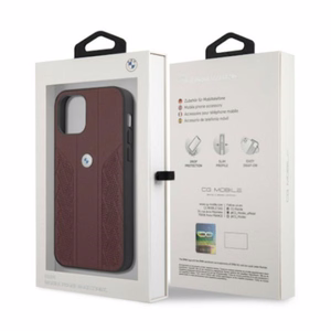 BMW Odinis išlenktas perforuotas dėklas iPhone 12 / iPhone 12 Pro - raudonas