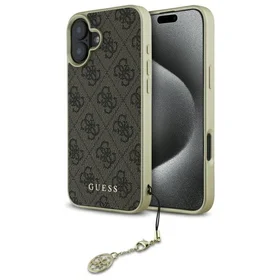 Guess 4G Charms Kolekcijos dėklas iPhone 16 - rudas