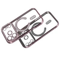 Bling Magsafe rožinis dėklas telefonui iPhone 17 Pro