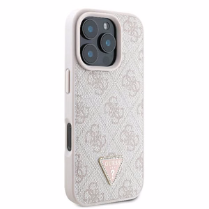 Guess Odinis 4G Trikampio Strass Magnētinis dėklas iPhone 16 Pro Max - rožinis