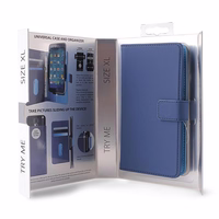 PURO Smart Wallet - universalus dėklas with a laikiklis taking photos with pockets cards and money, size XL (mėlynas)