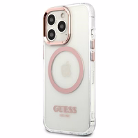 Guess GUHMP13LHTRMP iPhone 13 Pro / 13 6,1" rožinis/rožinis hard dėklas Metal Outline Magsafe