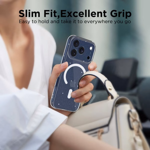 Tech-Protect FlexAir Magnetinis dėklas telefonui iPhone 17 Pro - Skaidrus su blizgučiais