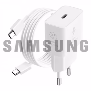 Įkroviklis Samsung EP-T2510NW baltas 25W (su pakuote) + Type-C laidas / 100% Originalus /