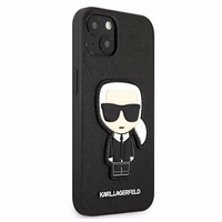 Karl Lagerfeld Saffiano Ikonik Karl's Patch Dėklas iPhone 13 mini - Juodas