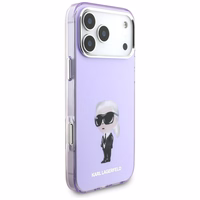 Karl Lagerfeld IML akvarelės Karl & Choupette ir logotipo magnetinis dėklas telefonui iPhone 17 Pro Max - violetinis