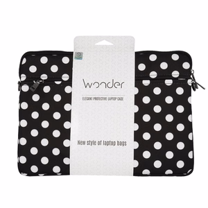 Wonder Sleeve Laptop 15-16 inches black polka-dot