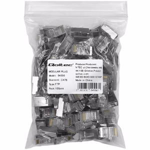 Qoltec 54556 RJ45 Modulinis Jungtis CAT6 FTP Paauksuoti Kontaktai 100 vnt.