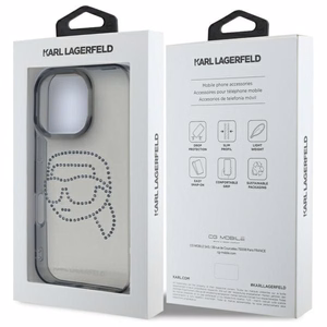 Karl Lagerfeld KLHCP16XHKHDCELK iPhone 16 Pro Max 6.9" juodas/juodas kietas dėklas IML Rhinestones Karl galva