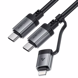 Acefast C20-01 USB-C - USB-C/ Lightning kabelis 60W/30W 480Mb/s 3A 1.2m - juodas