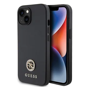 Guess GUHCP15MPS4DGPK iPhone 15 Plus 6.7" juodas/juodas kietas dėklas telefonui Strass Metal Logo