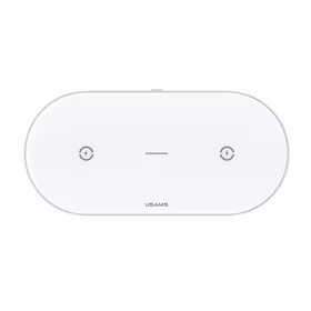 USAMS belaidis įkroviklis US-CD120 10W dvigubas baltas CD120JN01