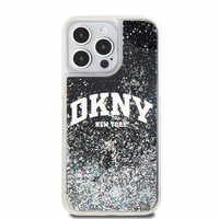 DKNY skystojo blizgučio didelio logotipo dėklas telefonui iPhone 14 Pro Max - juodas