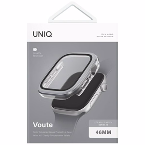 Uniq Voute dėklas su grūdintu stiklu Apple Watch 10 46 mm - sidabrinis