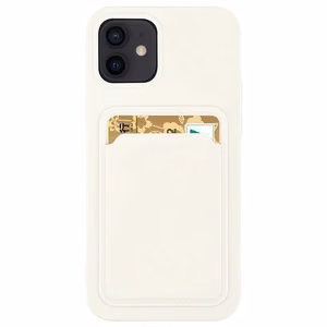 Kortelių dėklas silikoninė piniginė su kortelės skyriumi dokumentams Xiaomi Redmi 10X 4G / Xiaomi Redmi Note 9 balta